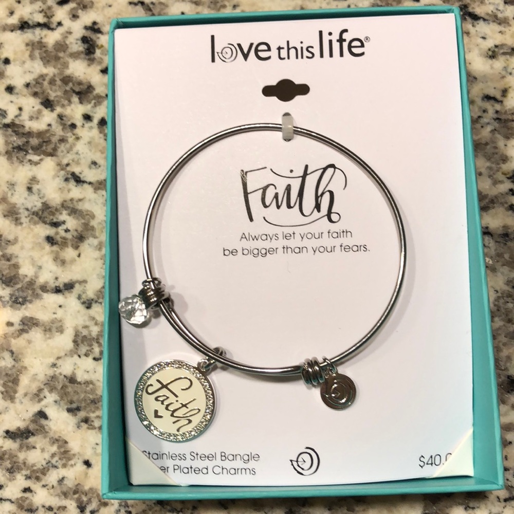 Stainless steel “Faith” bangle
